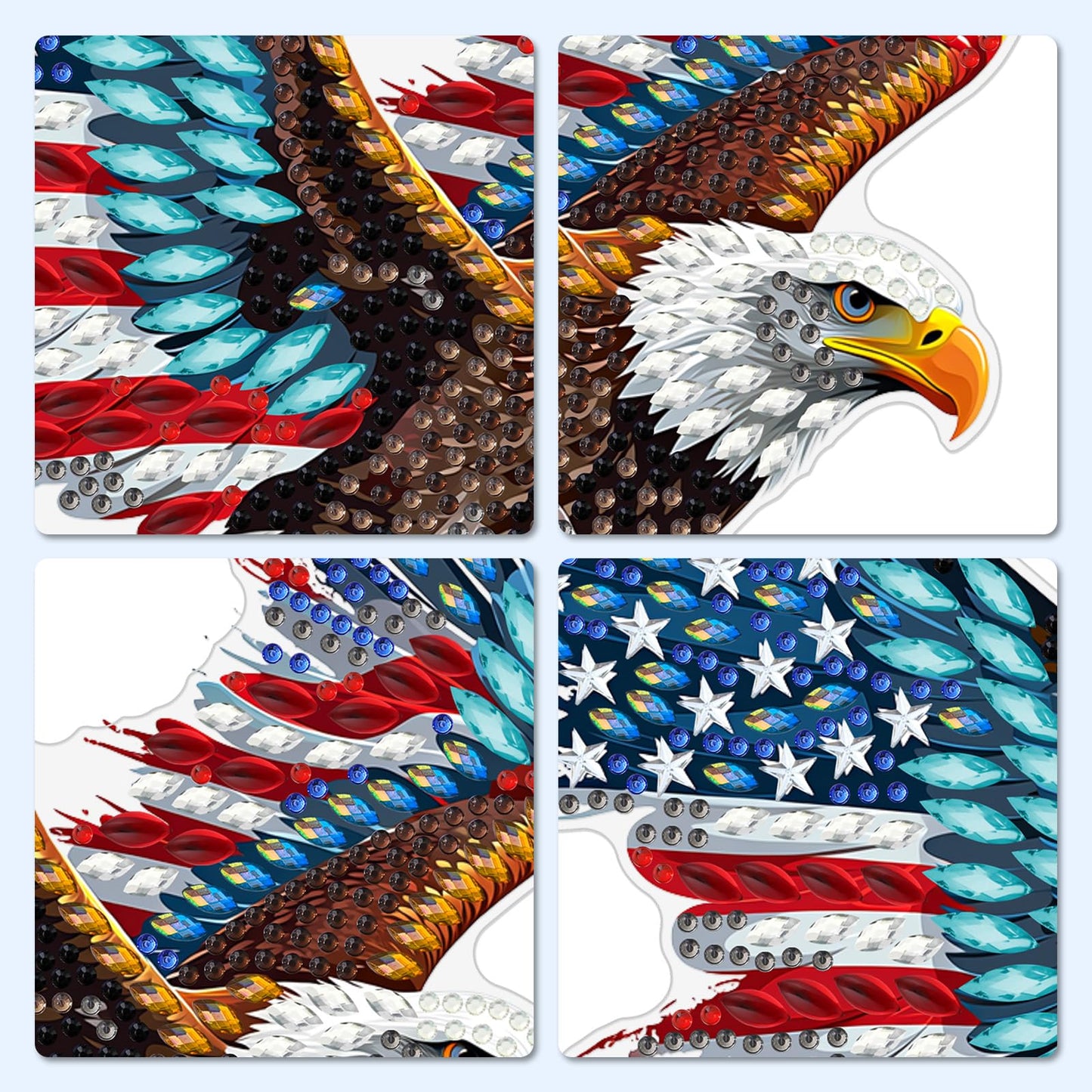 MXJSUA American Flag Bald Eagle Diamond Painting Art Window Suncatchers, Diamond Art Kits for Adults Hanging Ornaments with Chain, 5D Special Shape Crystal Diamond Pendant Accessories for Decor Gift