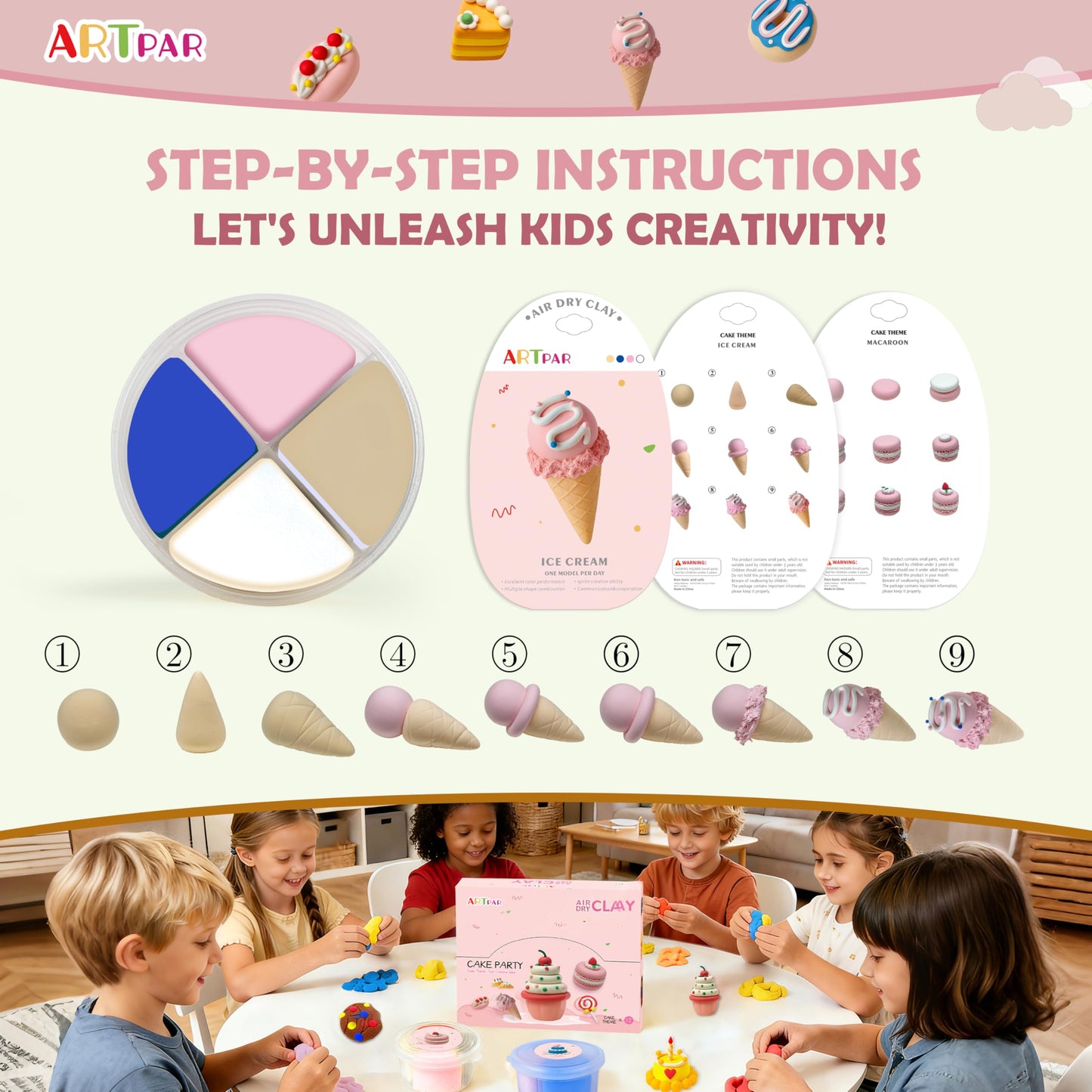 ARTPAR Air Dry Clay for Kids,Modeling Clay Kit,Model Magic Sculpting Set,Ultra Light & Soft, Safe Non-Sticky | 12 Box DIY Art and Crafts School Projects, Home Party Favors for Boys & Girls