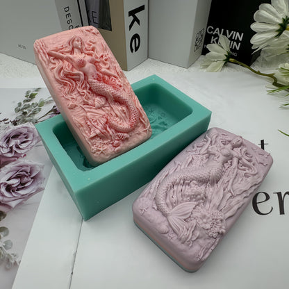 3D Mermaid Soap Mold Fish Tail Candle Wax Molds,Silicone Soap Mold for Handmade Soaps, Lotion Bars Bath Bombs Polymer Epoxy Resin Art Crafts Mould