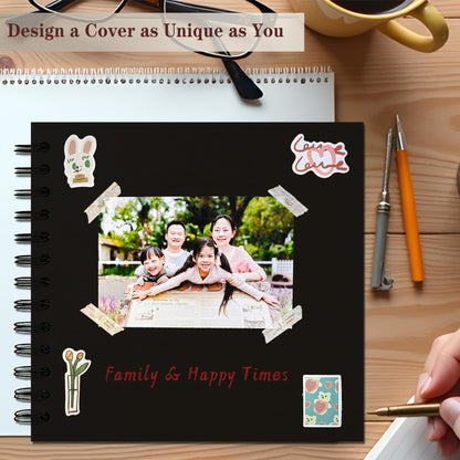 DIY Scrapbook Album 10x10 Inch 40 Pages (20 Sheets) – Hardcover Kraft Paper Photo Book, Blank Memory Scrap Book for DIY Crafts, Wedding, Anniversary, Black