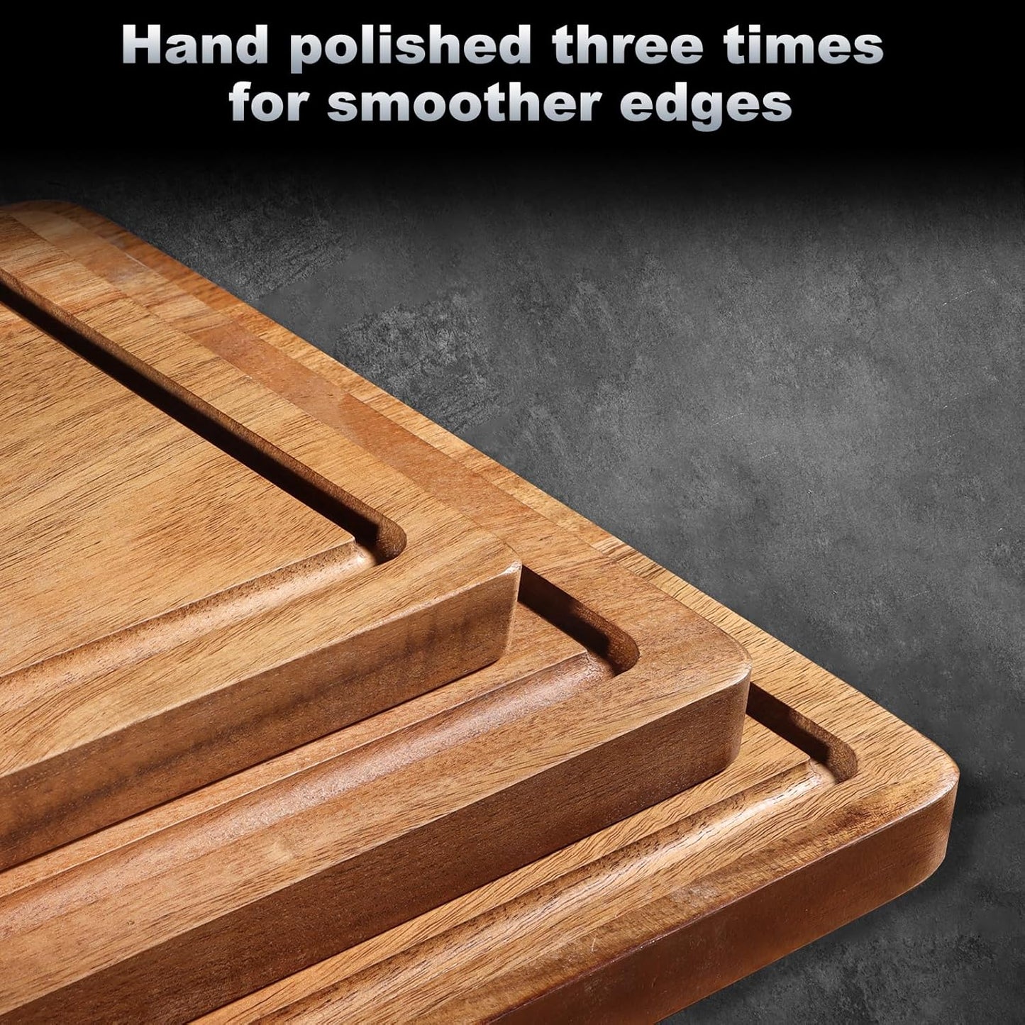 HAONEYS Set 3 Wood Cutting Boards of for Kitchen, Large Wooden Cutting Board with Juice Groove, Charcuterie Board