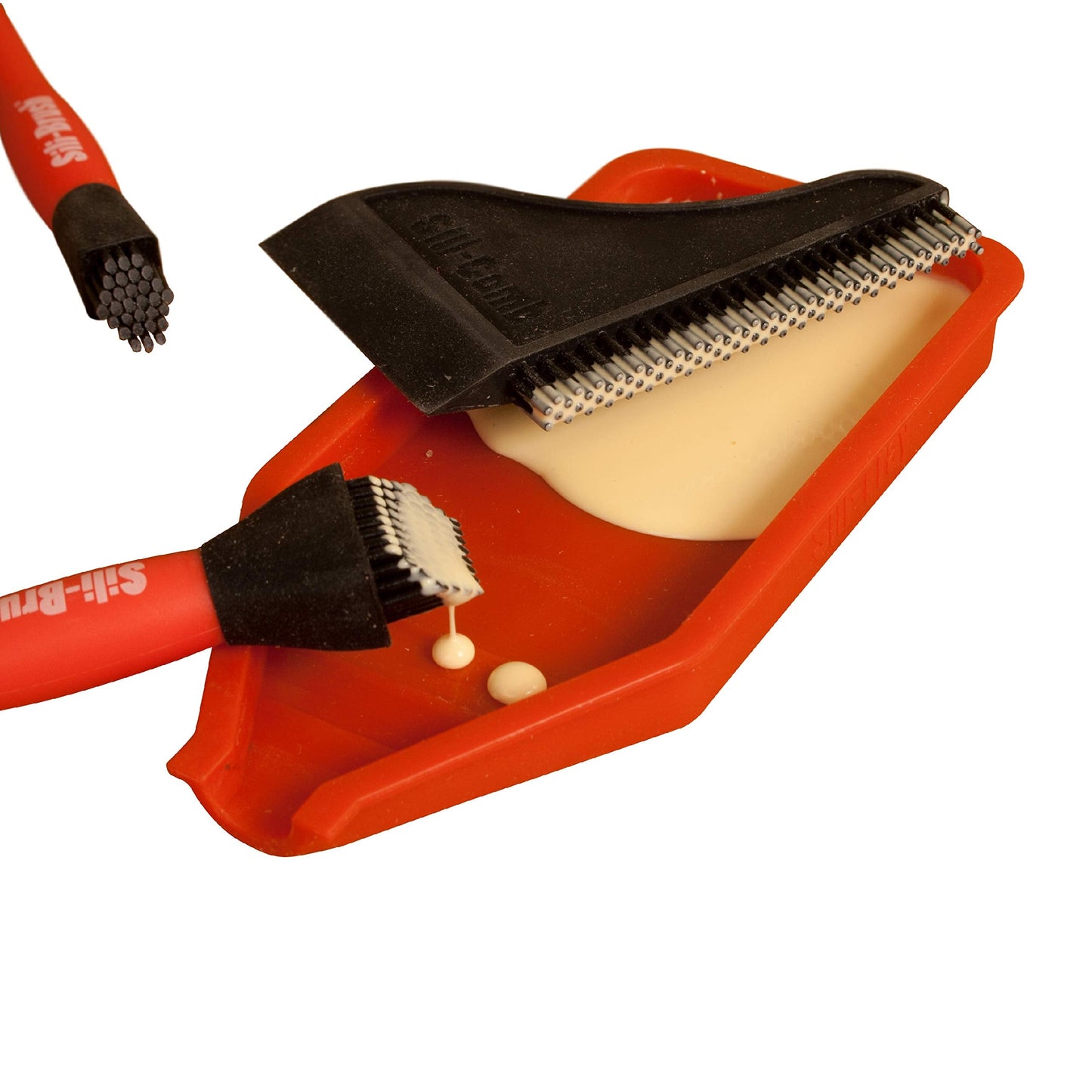 Sili Non-Stick Wood Glue Brush Silicone Applicator Kit | Comb/Squeegee Wood Glue Applicator & Tray | Reusable Small Brushes for Crafts, Arts & Hobby | Silicone Brushes for Woodworking