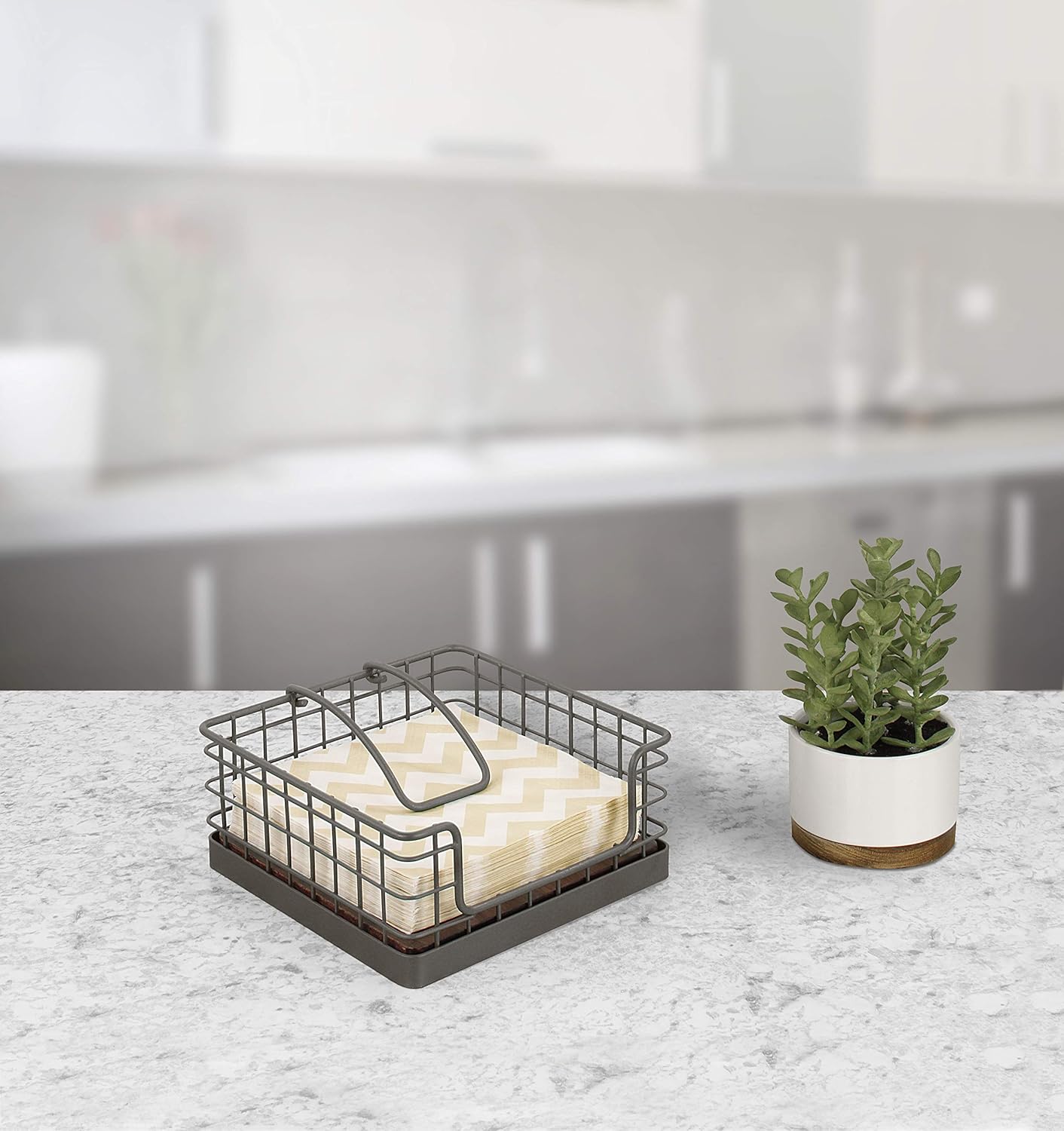 Spectrum Madison Weighted Napkin Holder - Industrial Gray Dispenser & Décor for Kitchen, Dining Room, Outdoor