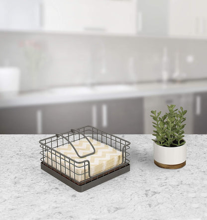 Spectrum Madison Weighted Napkin Holder - Industrial Gray Dispenser & Décor for Kitchen, Dining Room, Outdoor