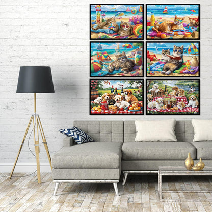 DOTSOPS Diamond Painting Kits Art Adults Painting Kit Crafts DIY 5D Diamond Art Packs Kits Full for Adults Beginner Home Wall Decoration Gift 11.8x15.7 Inches (6 Pack Cat Dog)
