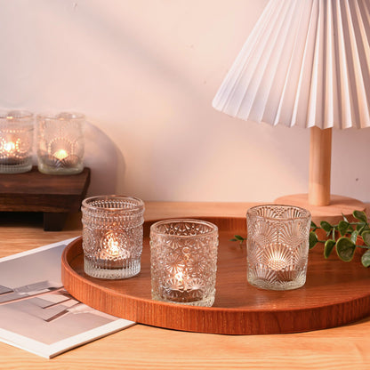 12 Pack Clear Votive Candle Holders Bulk, 3 Patterns Tealight Candle Holder for Wedding Table Centerpiece, Home Table Decor, Birthday, Party Decoration, Bridal Shower