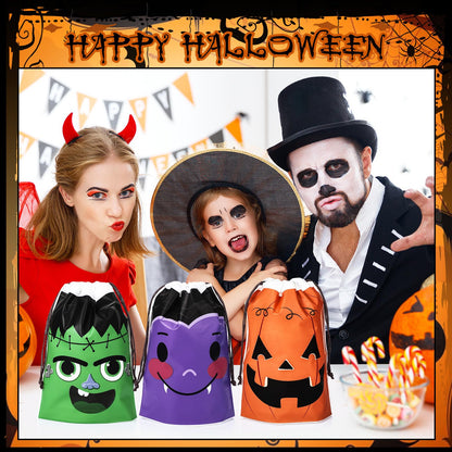 Wonderjune 75 Pcs Halloween Drawstring Treat Bags Halloween Plastic Candy Goodie Treat Sack Gift Bags for Boys Girls Birthday Holiday Theme Party Favors Supplies