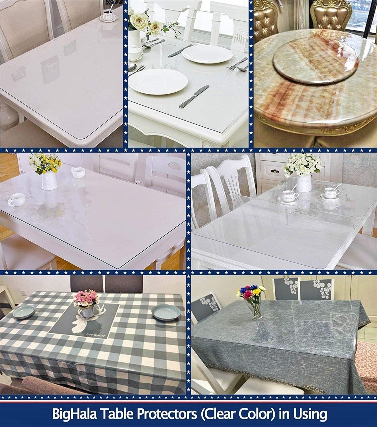 24x48 Inch Clear Table Cover Protector for Kitchen Dining Room Wood Furniture Plastic Tablecloth Protector Easy Clean