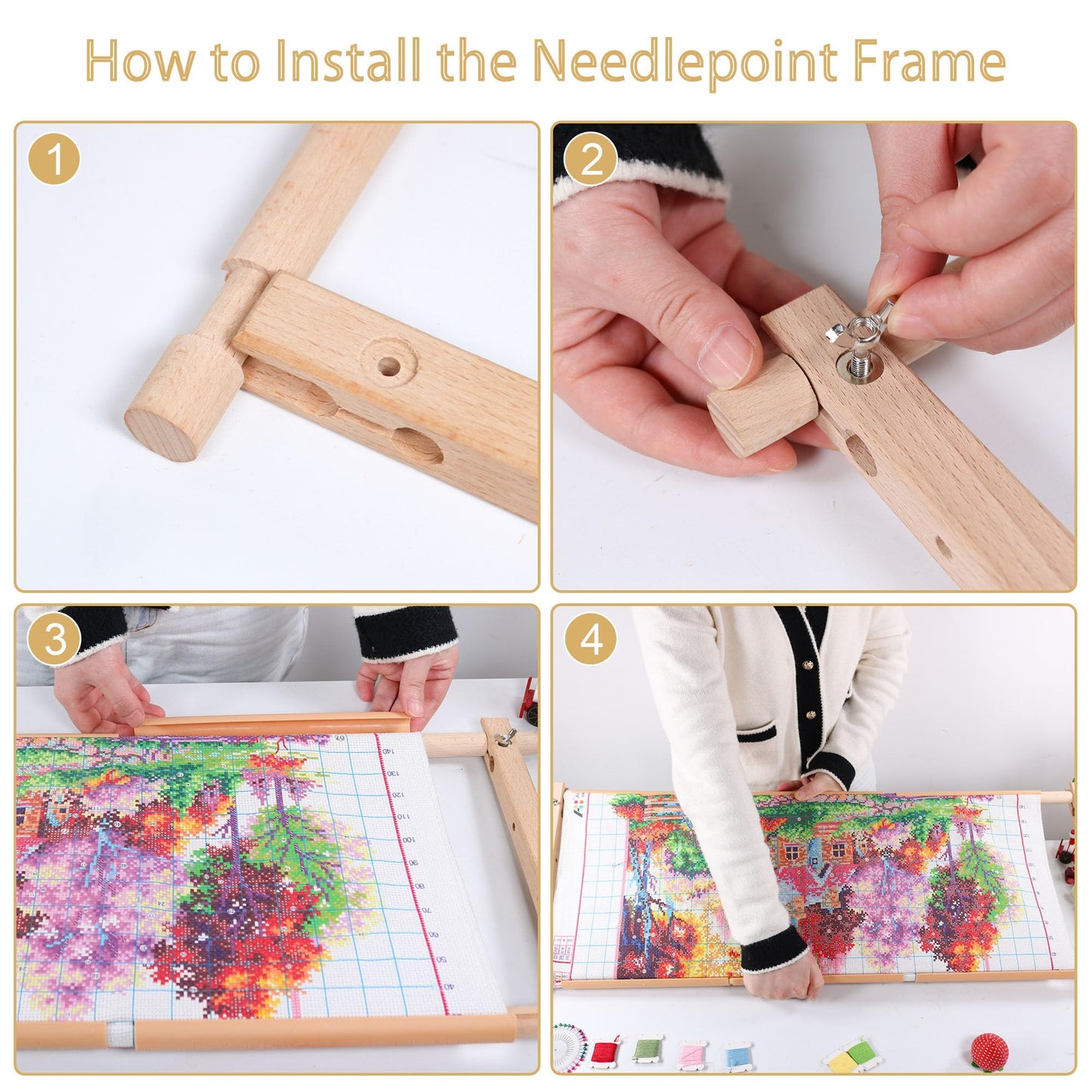 Embroidery Tapestry Scroll Frame, Detachable Cross Stitch Frame, Scroll Embroidery&Quilting Holder for Cross Stitch, Needlepoint, and Sewing Projects (30.31inch*11.8inch)