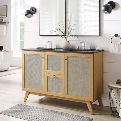Modway Soma Bathroom Vanity, 48 Inch Double, Oak Black