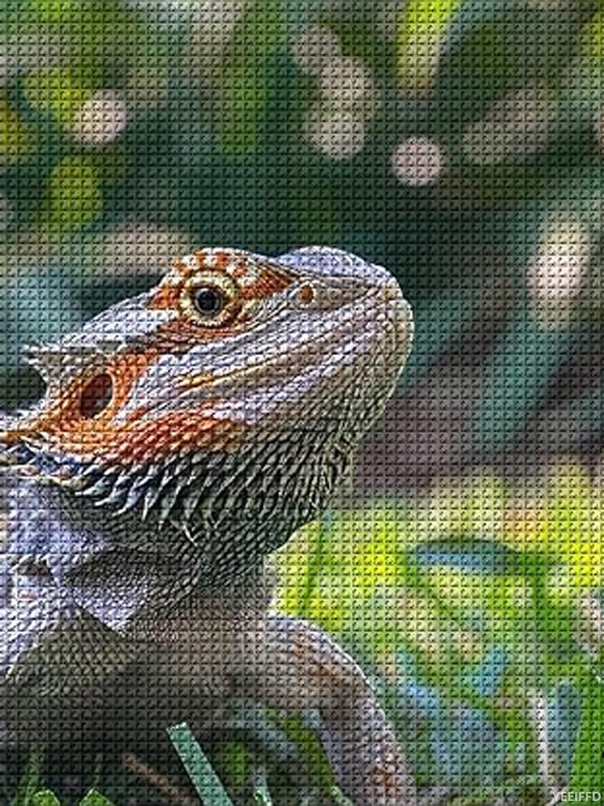 YEEIFFD Iguana Bearded Dragon Lizard Cute Diamond Painting Kits for Adults Personalized Art Craft Kits for Home Wall Decor 12x16 Inch