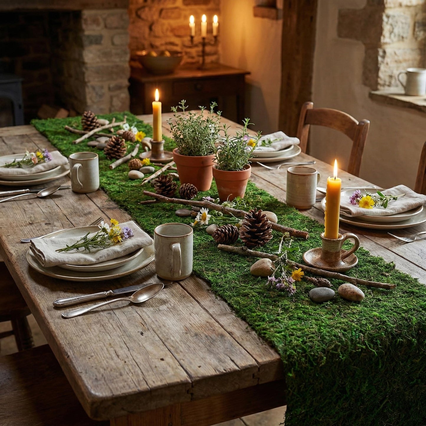 BYHER Fake Moss Table Runner 71" x12" - Realistic Green Moss Sheet for Crafts, Garden Party Decorations, Woodland Theme, Forest Decor 30x180CM