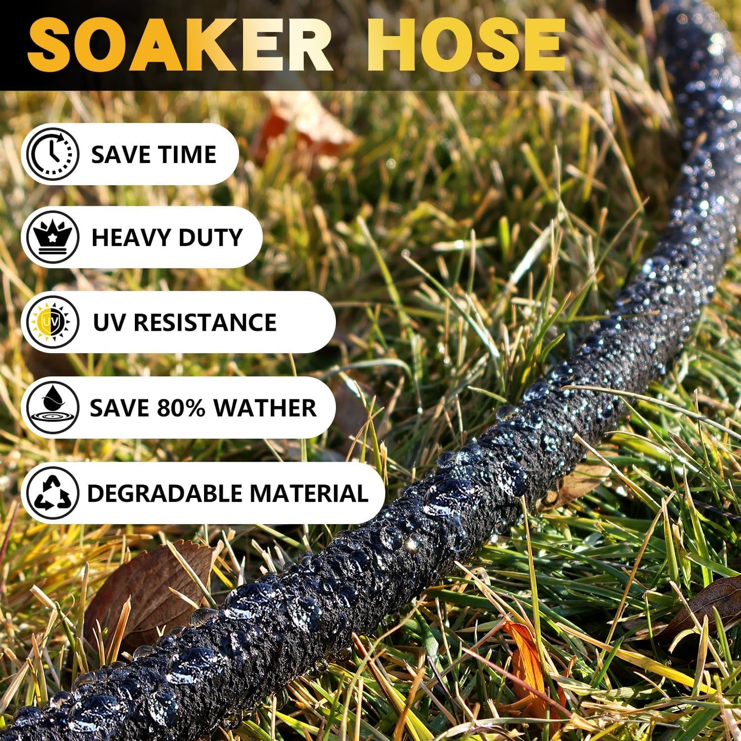 5/8 15 3 Pack, 15 3 Pack Hopegiver Soaker Hose ft Heavy Duty Garden Soaker Hoses with Solid Brass Fitting, Rubber Drip