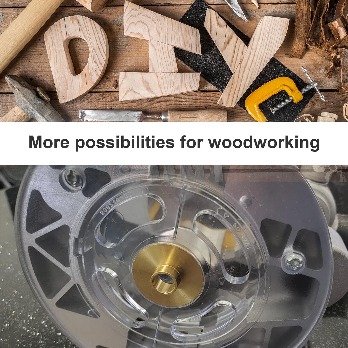 inBovoga 11 Pcs Precision Brass Router Template Bushing Guides Sets and 1/4" Shank Woodworking Router with Carrying Case, Fits Porter Cable Style Router Sub Bases