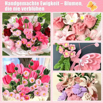 AHAMETON 620-Piece Pink Pipe Cleaner Craft Kit - 6 Pastel Shades Chenille Stems with Floral Wire for DIY Wedding Bouquets, Mother’s Day Gifts & Party Decorations
