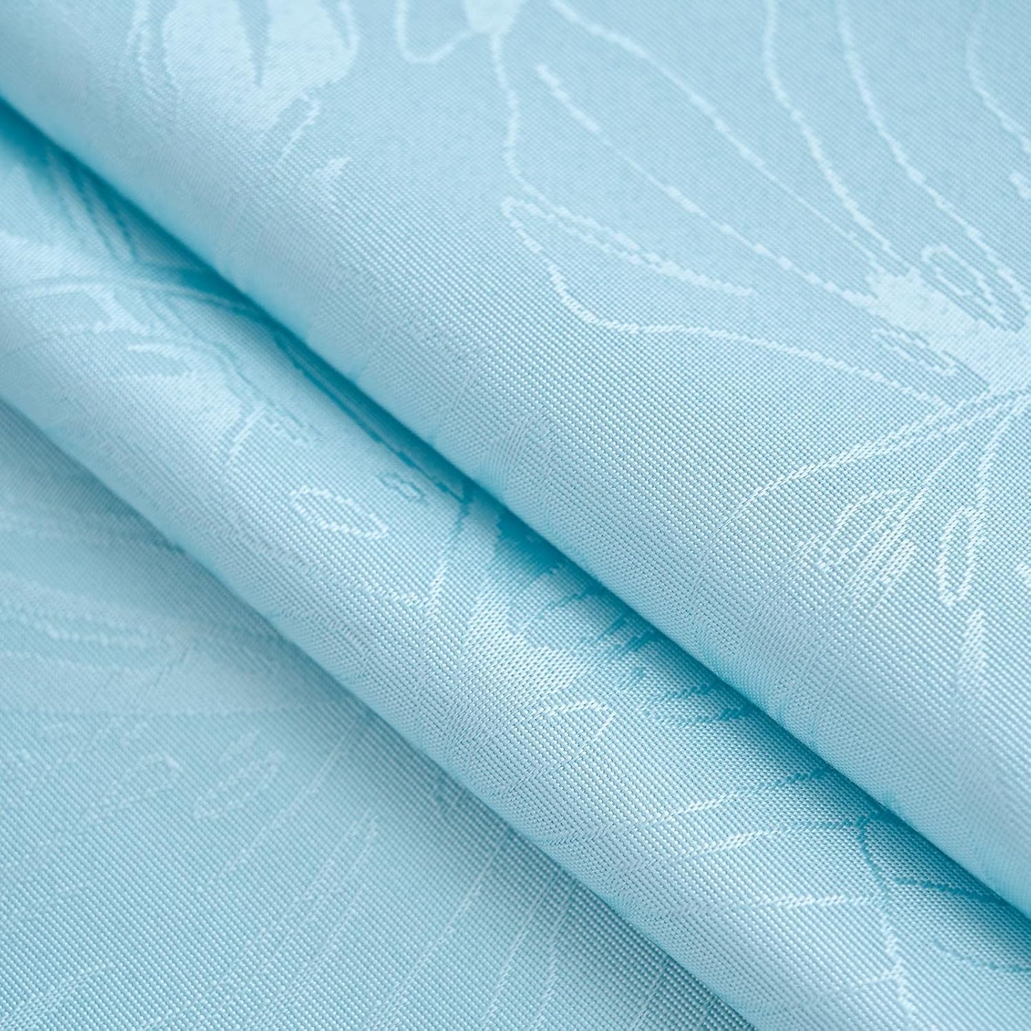 24x24 Inch Square Tablecloth Blue Leaves Pattern with Fringe Edge Waterproof Washable Jacquard Fabric Nightstand End