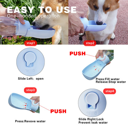 AVELORA Foldable Dog Water Bottle, Portable Dog Water Dispenser, Outdoor Pet Water Bottle for Cat, Puppy, Walking, Hiking, Travel. Dishwasher Safe, 10oz