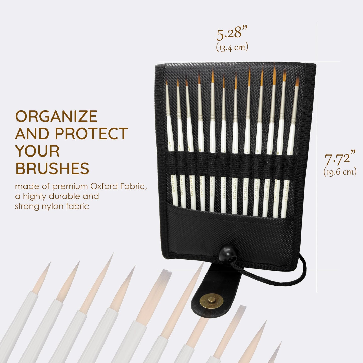 MyArtscape Miniature Paint Brushes with Holder, Set of 12 for Detail & Fine Point Painting - use with Acrylic, Watercolor, Oil, Gouache - for Pinstriping & Lettering - Art Supplies