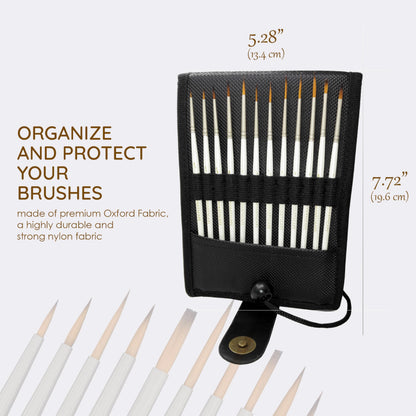 MyArtscape Miniature Paint Brushes with Holder, Set of 12 for Detail & Fine Point Painting - use with Acrylic, Watercolor, Oil, Gouache - for Pinstriping & Lettering - Art Supplies