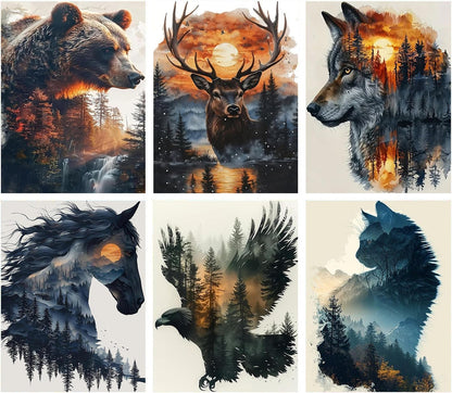 VIGEGU 6 Pack Diamond Art Kits for Adults,Forest Animals Diamond Painting Kit for Adults Beginners,Diamond Dots Gem Painting for Adults Home Decor 11.8x15.7inch