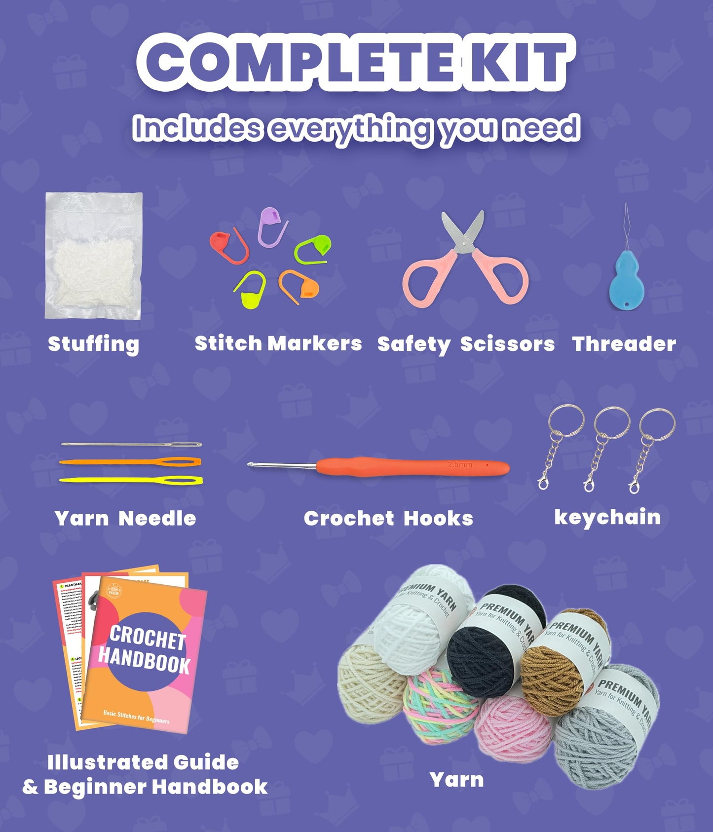 PAITIN Crochet Kit for Beginners – DIY Cat Amigurumi Crochet Kit, Easy Crochet Kits with Step-by-Step Video Tutorial and Beginner Handbook