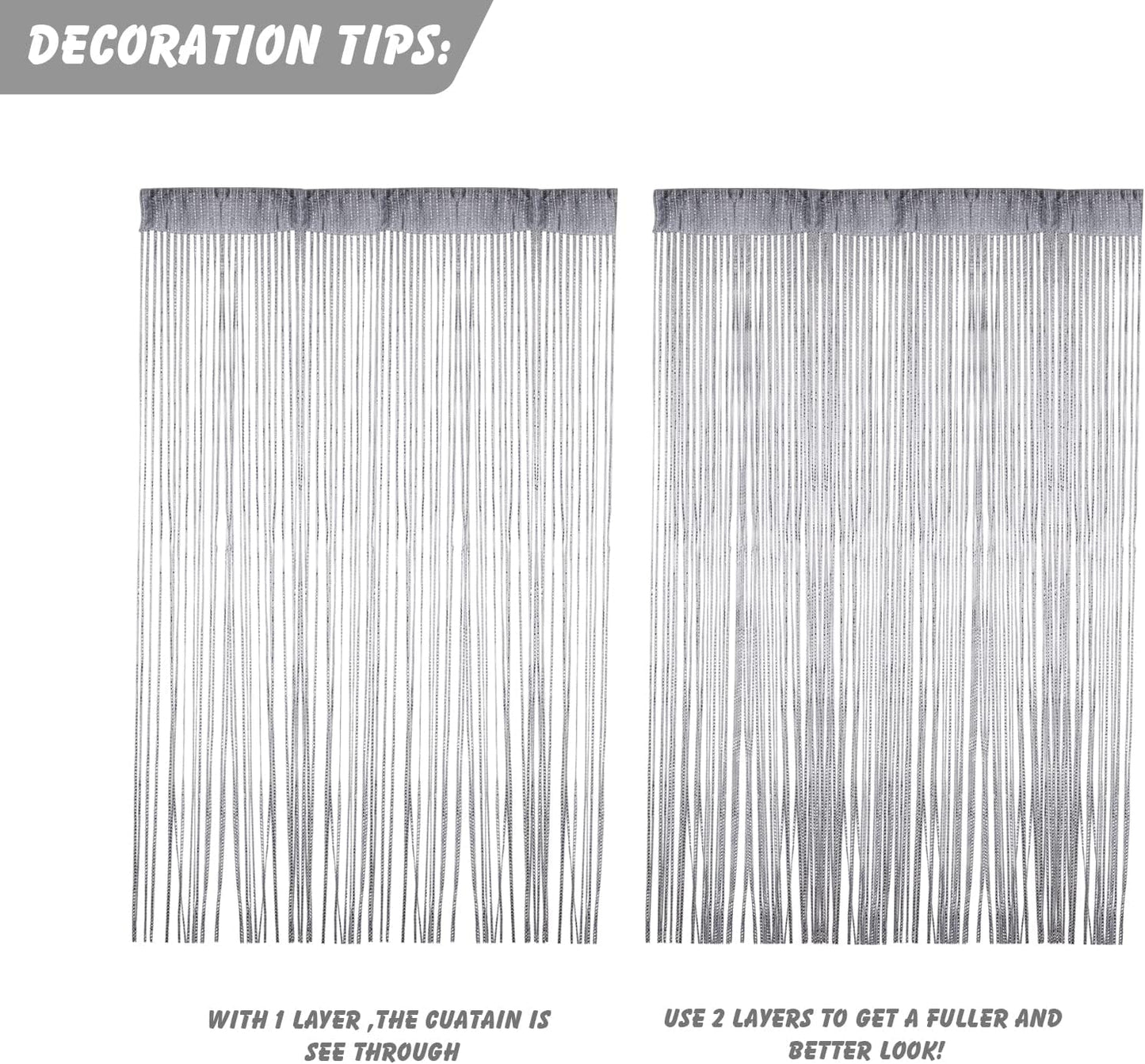 Door String Curtain, Wall Panel Fringe Window Room Divider Blind, Decorative Tassel Screen for Home, Wedding