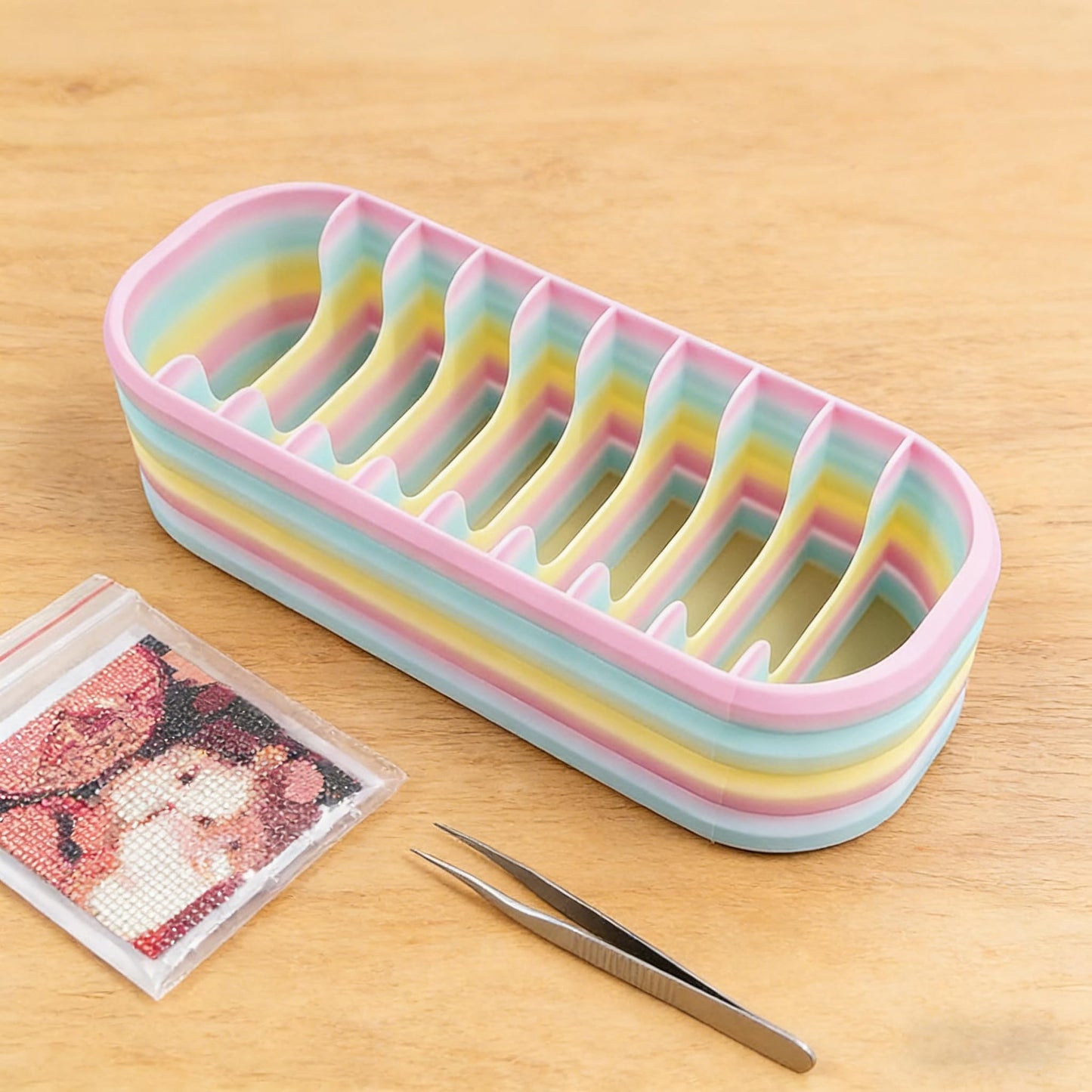 Rainbow Diamond Painting Storage Box with 10 Compartments - Portable Bead Organizer for Diamond Art Kits, Rhinestone & Craft Supplies, Diamond Painting Accessories and Tools