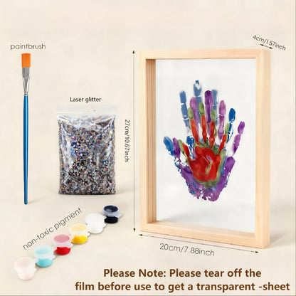 Hand Casting Kit for Family – DIY Hand Mold Kit with Natural Wood Frame, Non-Toxic Paints, Baby Handprint & Footprint Kit for New Parents, Couples, Adoption Gifts (Wood)
