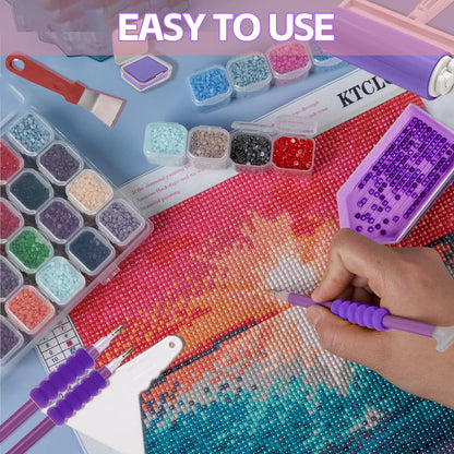 DNSGOOR 244Pcs All Inclusive Diamond Art Accessories Kit Diamond Painting A2 LED Light Pad Set with Diamond Art Sealer Glue Stand Storage Case Pens 5D Painting Tools for DIY Drill Craft