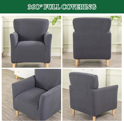 1 Grey,1PC) Stretch Chair Covers with Arms Piece Accent Chair Cover Banquet Armchair Slipcover Ice Patterned Jacquard