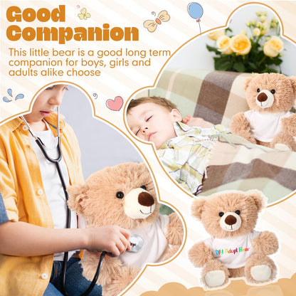 HyDren 15 Pcs Make Your Own Stuffed Animal Bear Kit DIY Adopt and Stuff Kit 10 Inch Soft Bear Plush White T Shirt Adoption Card DIY Brush for Birthday Personalized Gifts