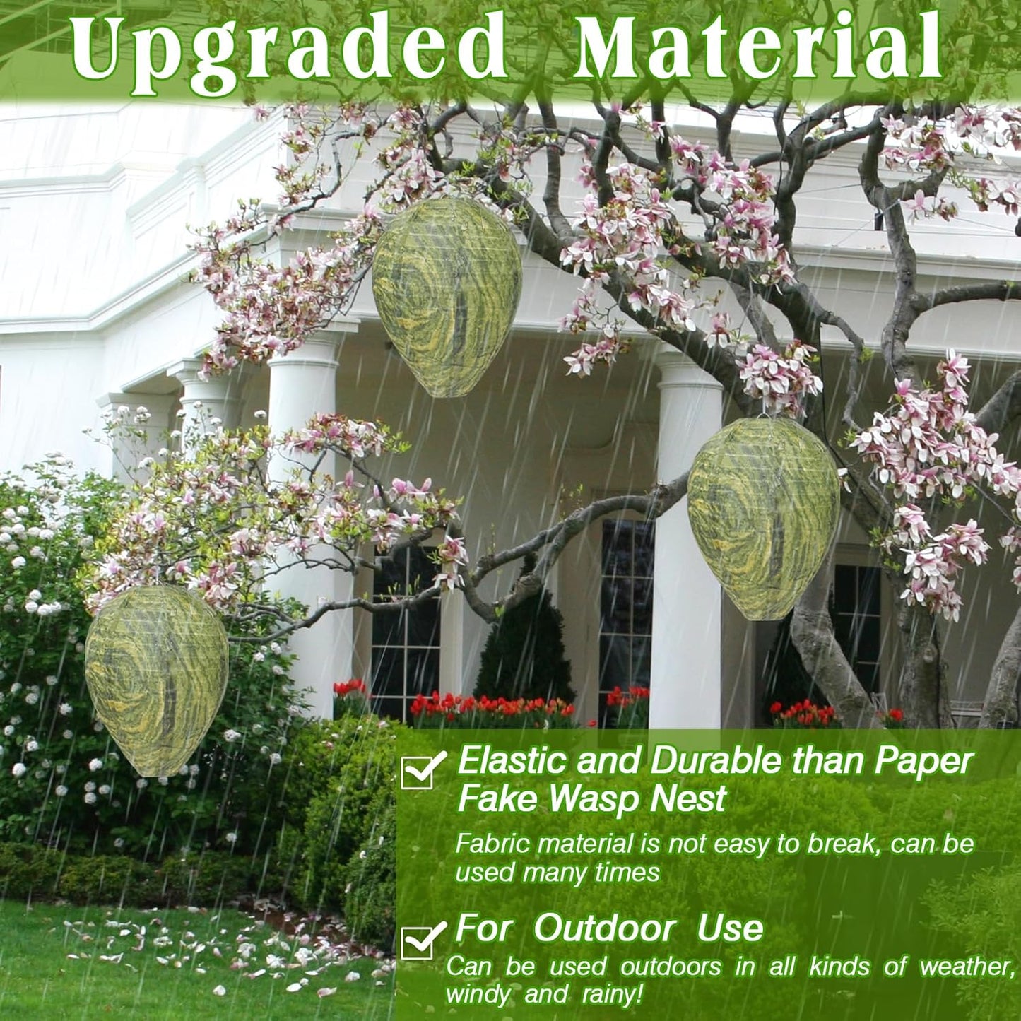 ZeeDix 2 Pack Hanging Wasp Nest Decoy, Hornets Wasp Nest for Outdoor, Home and Garden (8.66"×11", Dark Color)