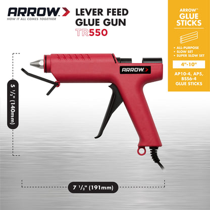 Arrow TR550 Heavy Duty Professional Electric Hot Melt Glue Gun for Crafts, Construction, Wood, Uses Standard Glue Sticks