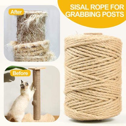 Jute Twine String - 328ft Eco-Friendly 5mm Natural Cord for Crafts, Packaging & Cat Scratchers | Heavy-Duty Rope for Garden Tying, Gift Wrapping & DIY Decor