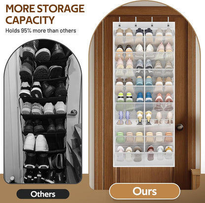 24 Closet 8 57.5") MISSLO Pairs Over the Door Shoe Organizer Breathable Mesh Hanging Shoe Rack for Storage with Wide