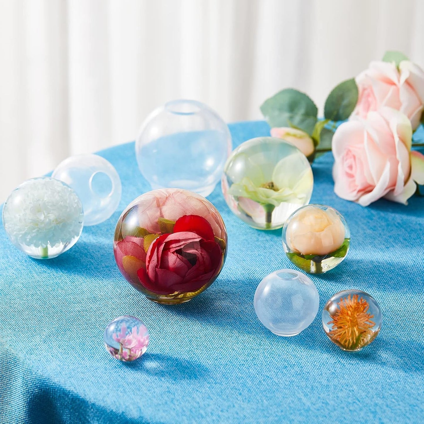 12Pcs Transparent Epoxy Resin Molds Silicone Set, Clear Silicone Molds for Epoxy Resin Include Seamless Sphere Resin Molds,Deep Cube,Molds for Resin Casting