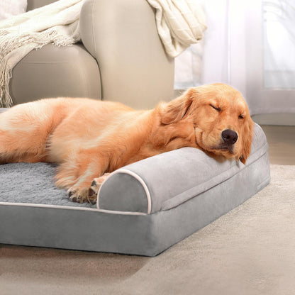 WESTERN HOME Dog Beds Large Sized Dog, Orthopedic Large Pet Bed with Waterproof Lining, Removable Washable Cover and Nonskid Bottom, Medium Couch, Grey