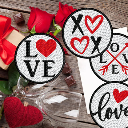 Denylo pro 8 Pcs Valentines Day Diamond Art Painting Coasters Kits with Holder DIY Art Coaster Non Slip Coaster for Adults Xmas Holiday Diamond Painting Kits Supplies for Valentines Day Gift