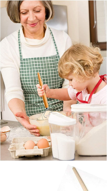 LHU Premium Original Danish Dutch Whisk - 13.5" L, Stainless Steel/Beechwood, Includes Cleaning Brush for Better Batter
