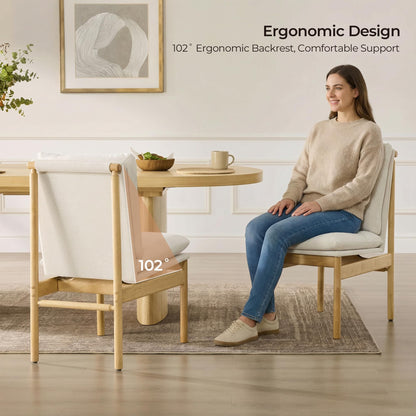 CHITA Dining Chairs Set of 2, Mid Century Modern Upholstered Kitchen Chairs with FSC-Certified Rubberwood Legs & Padded Seats,Chenille Linen