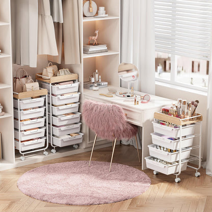 APEXCHASER Utility Cart with 4 Drawers,Rolling Storage Cart for Crafters Artists Kids Teacher Student Storage Arts Crafts & Sewing Study Supplies in Craft Room Dorm Classroom Kids Room-White