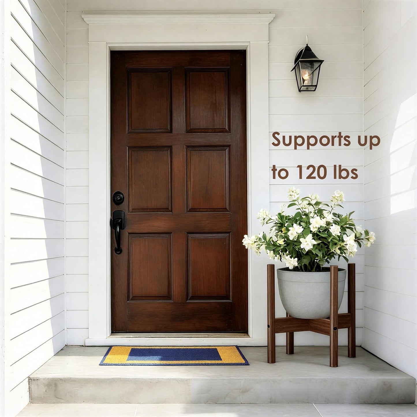 12 Inch ALIGADO Bamboo Plant Stand Indoor, for Up to Pots, Built to Fit Corners, Sturdy & Stable Design, Walnut Finish