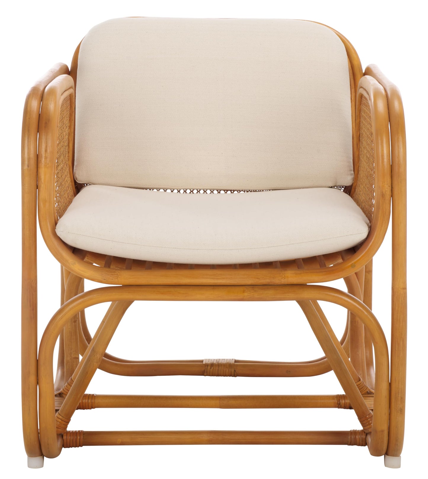 SAFAVIEH Couture Collection Brauner Tropical Coastal Natural Rattan Pole Accent Chair (Fully Assembled)