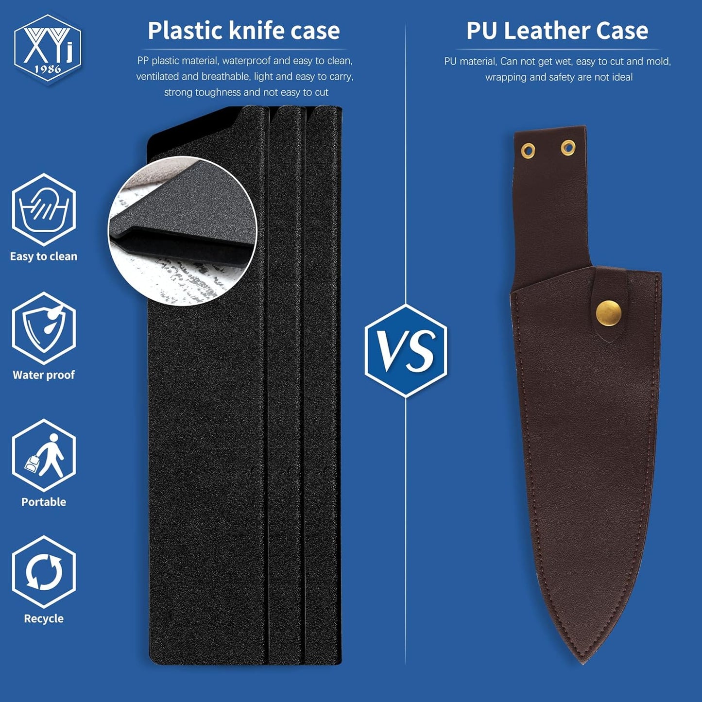 XYJ 3pcs/set Safety Knife Sheath Sleeves, Universal Knife Edge Guards for 10'' Kitchen Knife, Black ABS Blade Protectors