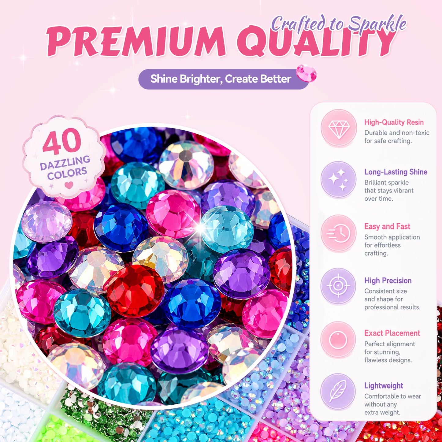 40 Colors Jelly Rhinestones for Bedazzling, 32000Pcs 3mm Flatback Gems for Diamond Art, Crystal Bedazzling Kit with 3Pcs B7000 Jewelry Glue for Nail Art Crafting Clothing Makeup Water Bottle