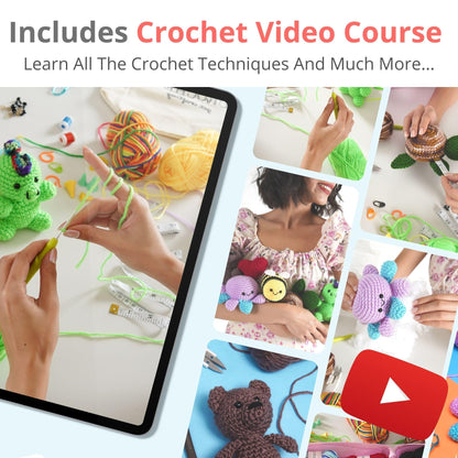 MODDA Crochet Kit for Beginners Adults and Kids - with Backpack and Video Course, Amigurumi and Crocheting Kit, Beginner Crochet Kit with Crochet Bag Backpack, Yarn, Hooks, Book, Crochet Starter Kit