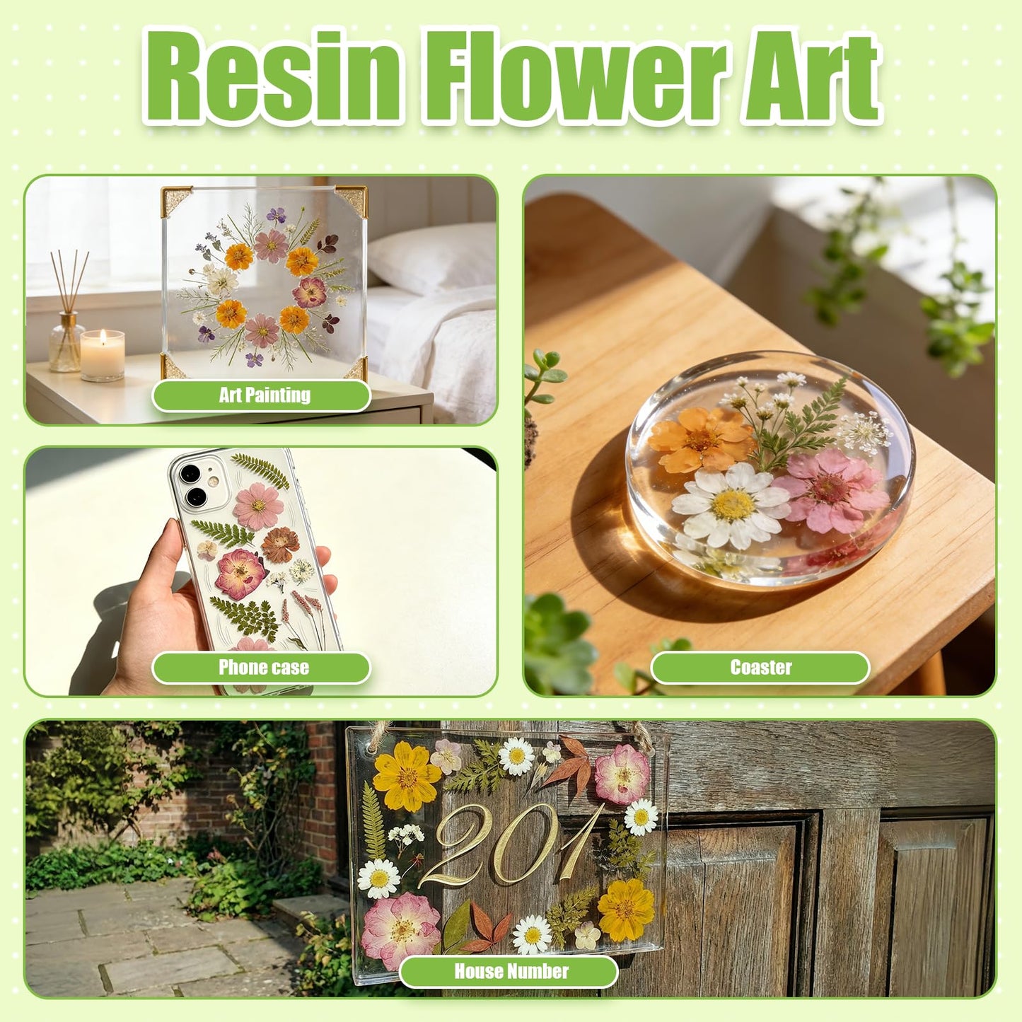 110Pcs Dried Flowers for Crafts, Dried Pressed Flowers for Resin Molds, Retro Style Dry Leaves Kit for Art Crafts Resin Jewelry Making Scrapbook Supplies Card Soap Candle DIY
