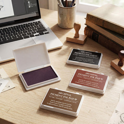 MotiMind 4 Pcs 4 Colors Archival Pigment Waterproof Ink Pad for Stamps 4.1 x 2.9 Inch Permanent Waterproof Ink Pad for Card Making, Stamping, Scrapbooking Gift