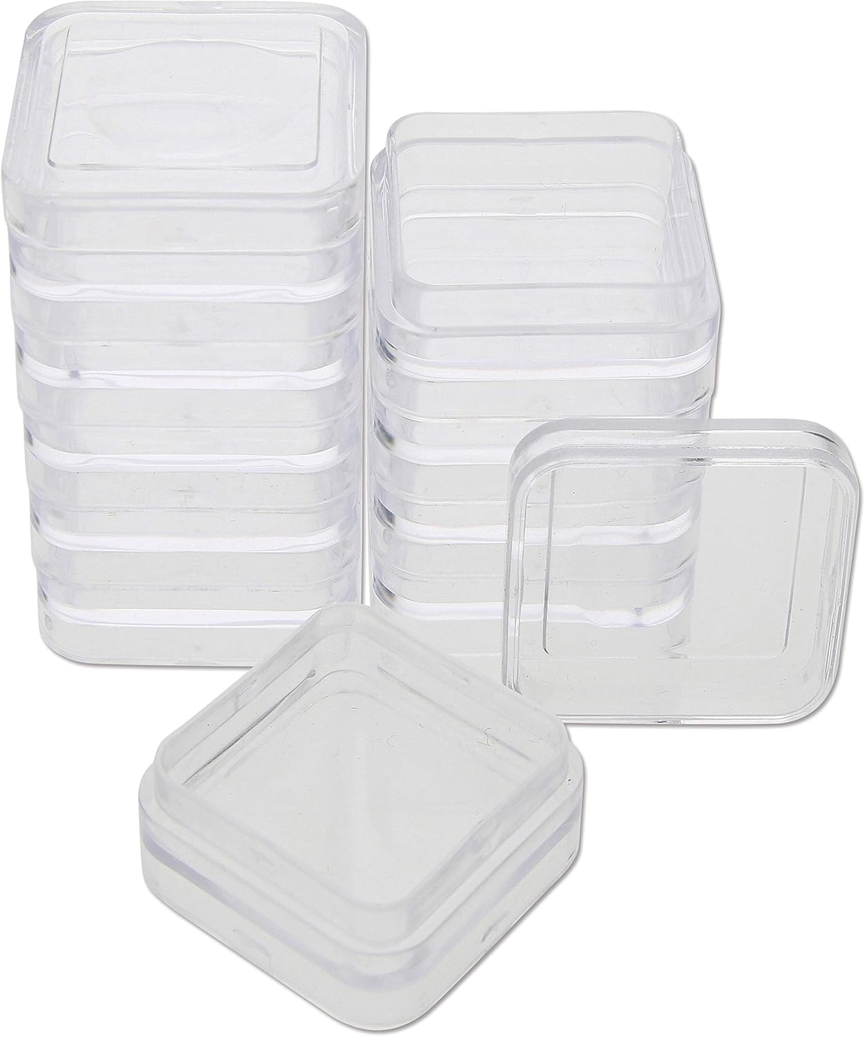 The Beadsmith Personality Case, 2 Clear Square Stacker Jars for Storage of Small Items, Crafts, and Jewelry