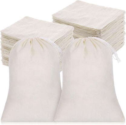 200 Pack Tatuo Muslin Bags Burlap Drawstring sachet Bags Multipurpose Canvas Linen Pouch for Tea Jewelry Wedding Party